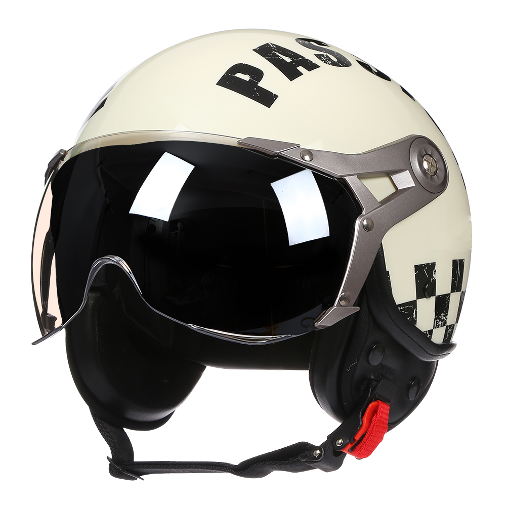 Open Face Helmet Retro Vintage - Açık Yüz Tipi 3/4 Motosiklet Kaskı,