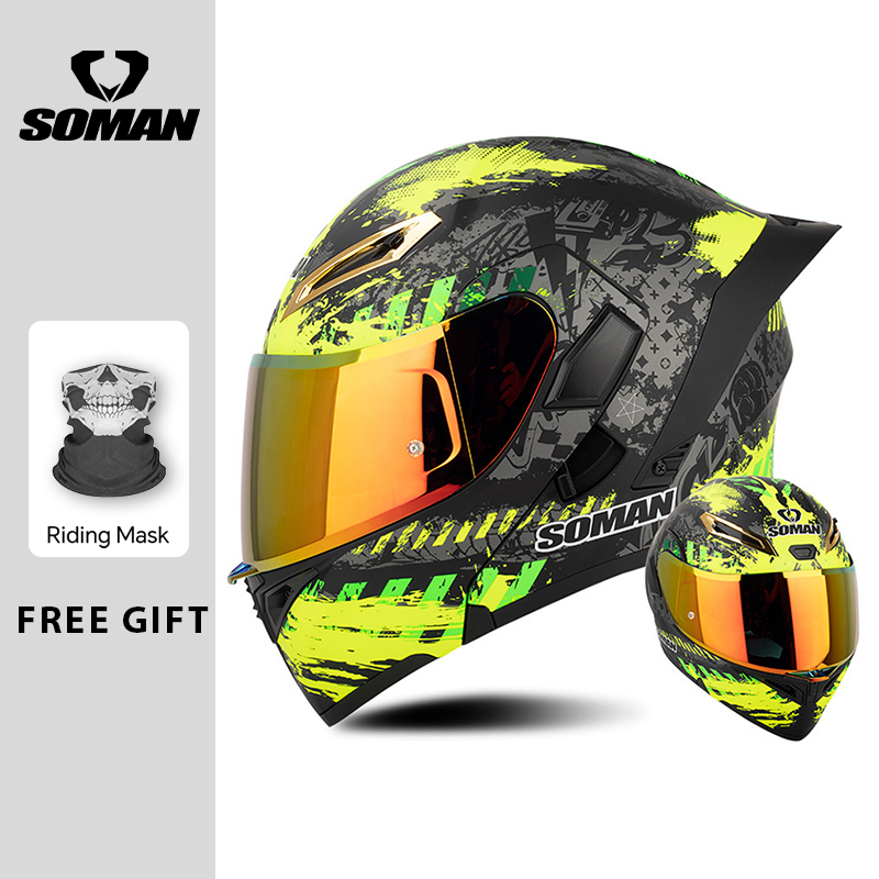 Flip Up Helmet Dual Visor - Erkek Motosiklet Kaskı DOT Onaylı Çift