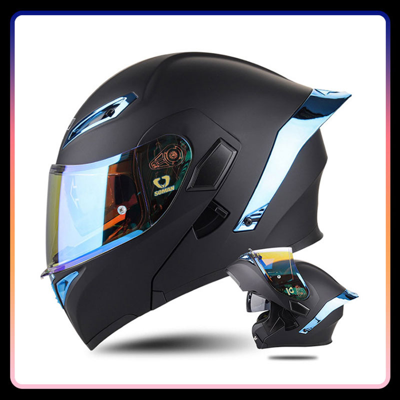 Flip Up Helmet Dual Visor - Dört Mevsim Evrensel Flip Up Motosiklet