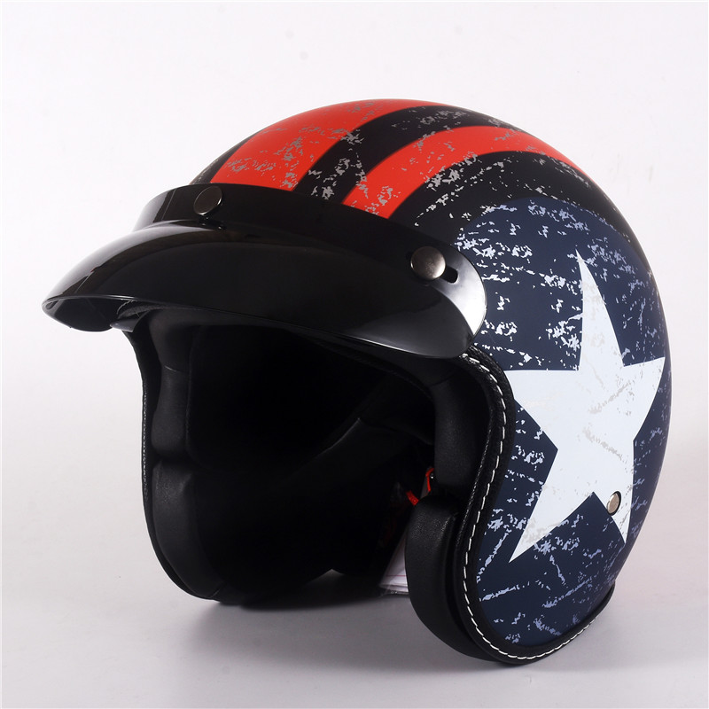 Open Face Helmet Retro Vintage - Yarım yüz bağbozumu motosiklet Kask Retro