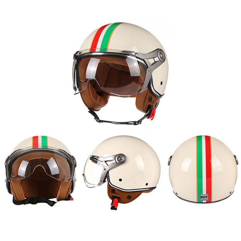 Open Face Helmet Retro Vintage - Motosiklet Kaskı Retro Kask Moto Kaskı