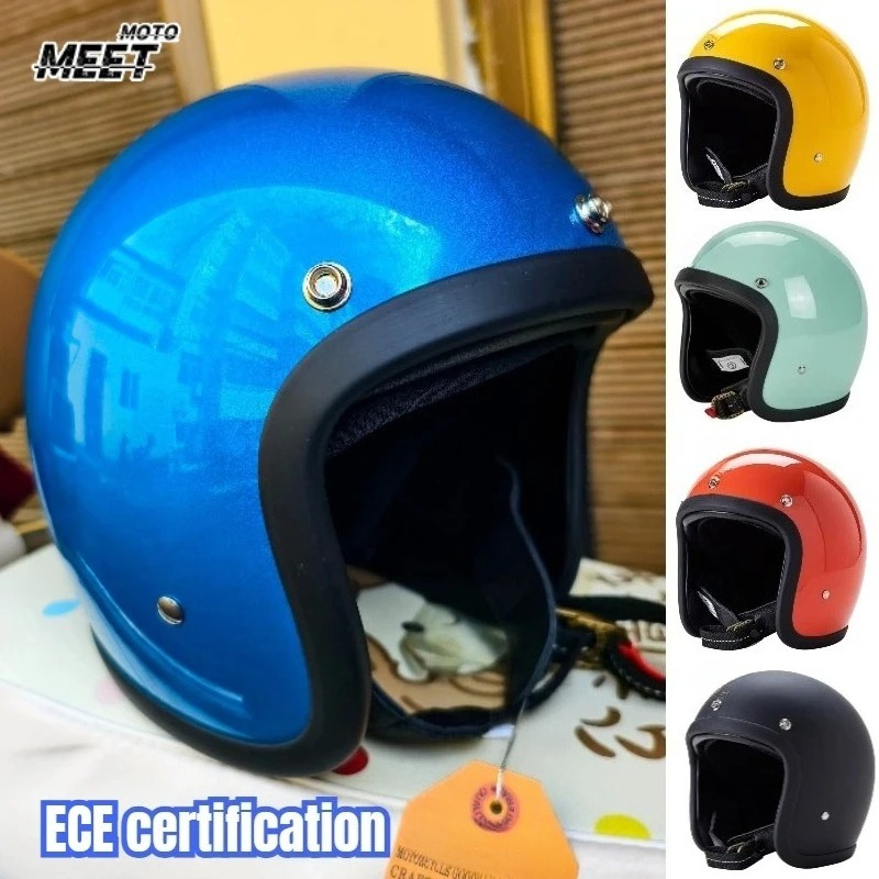 Open Face Helmet Retro Vintage - Japon Kore Tarzı Açık Yüz Motosiklet