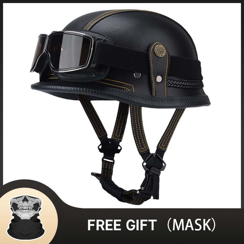 Open Face Helmet Retro Vintage - Alman Yarım Vintage Kask Klasik Açık