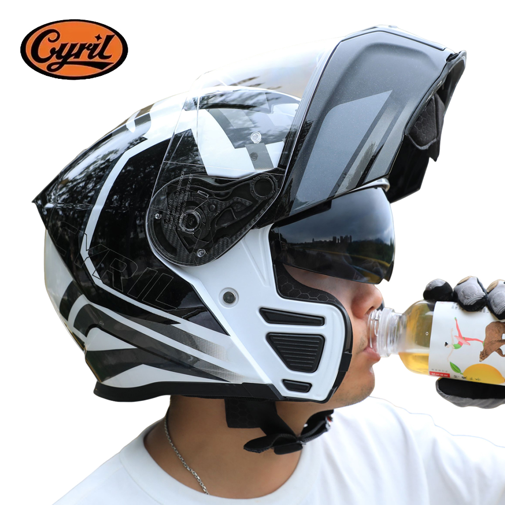 Flip Up Helmet Dual Visor - Cyril Katlanabilir Motosiklet Kaskı, Erkek ve