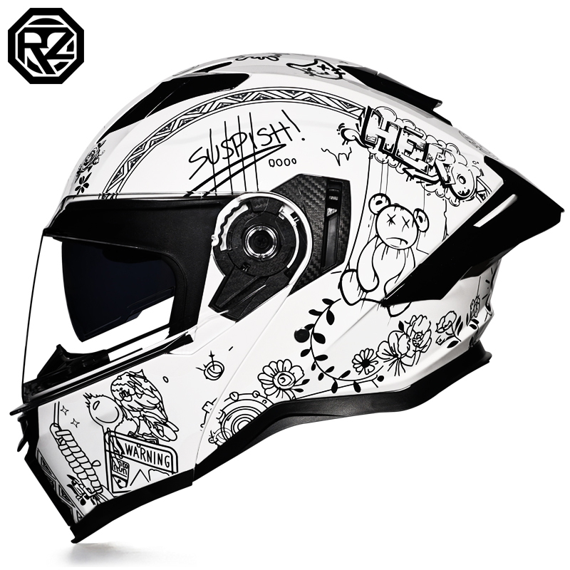 Flip Up Helmet Dual Visor - ORZ-997-DOT Standart ABS Modüler Çift Vizörlü