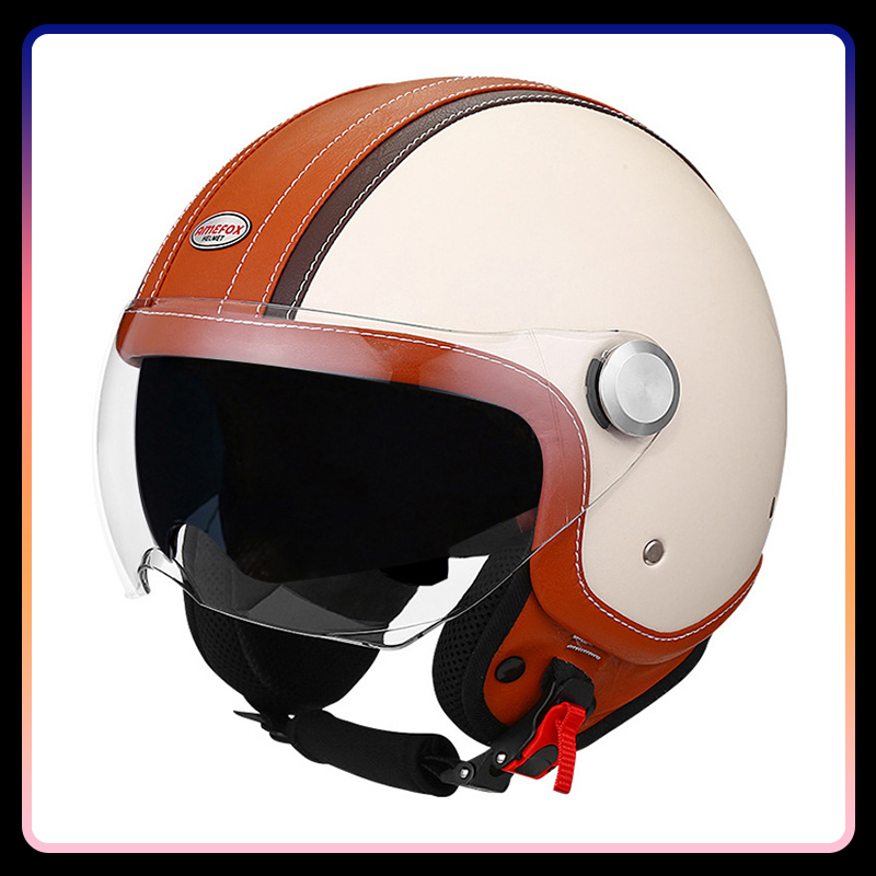 Open Face Helmet Retro Vintage - DOT Onaylı Daul Lens Açık Yüz