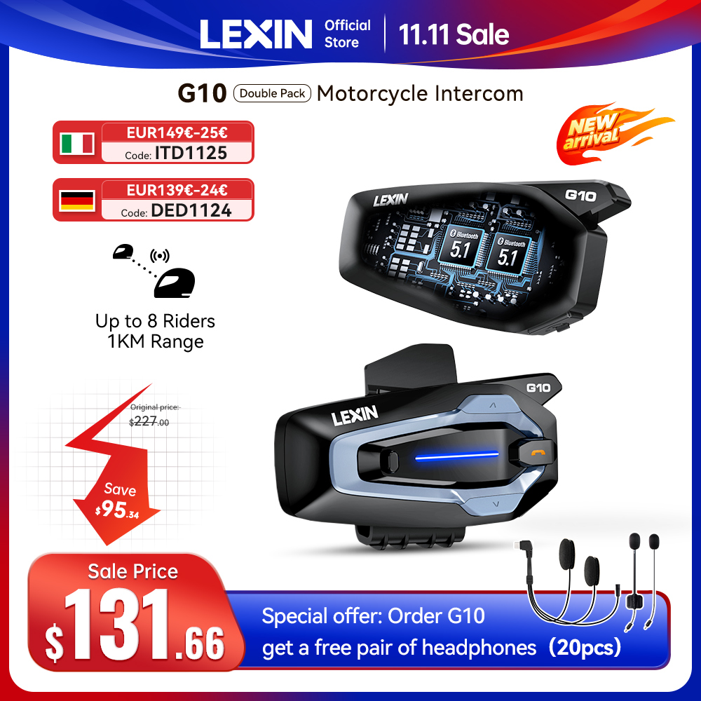 Motorcycle Helmet Bluetooth Built In - NEW-LEXIN G10 Motosiklet Kask İnterkomu, 8