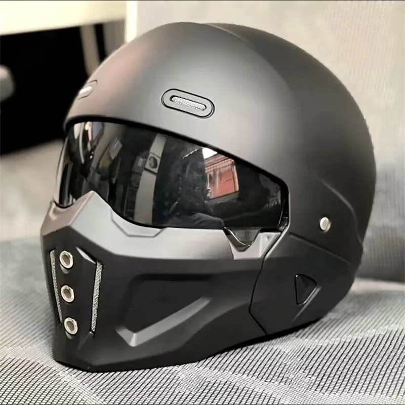 Full Face Helmet Carbon Fiber - Vintage Retro Motosiklet Kaskı Cascos Para