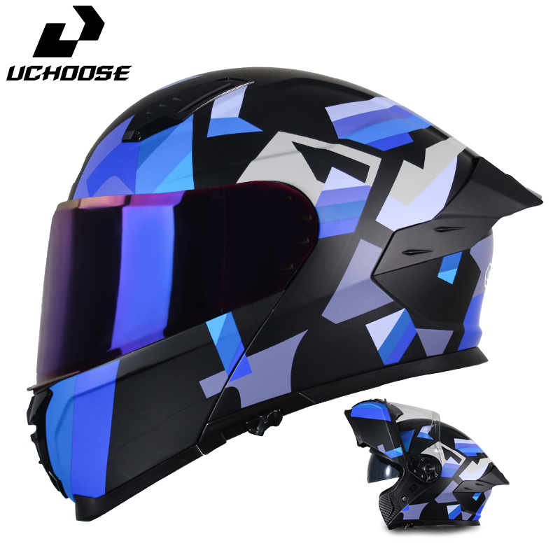 Flip Up Helmet Dual Visor - Uchoose Yetişkinler İçin Tam Yüz Motosiklet
