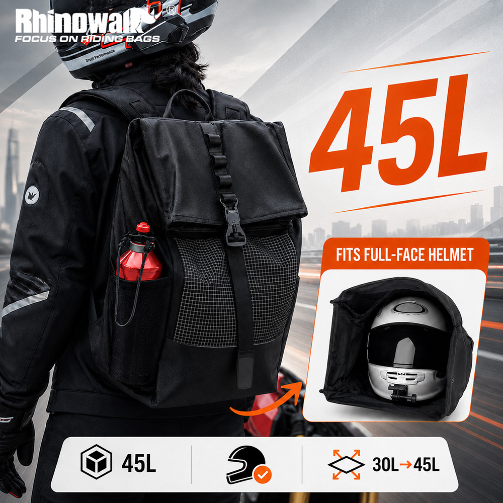 Motorcycle Helmet Bag Backpack - Rhinowalk Motosiklet Kask Sırt Çantası 45l