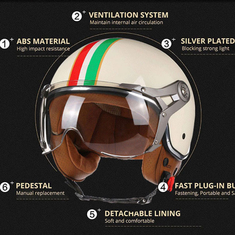 Açık Yüz Tipi 3/4 Motosiklet K - Open Face Helmet Retro Vintage incelemesi ve fiyatı