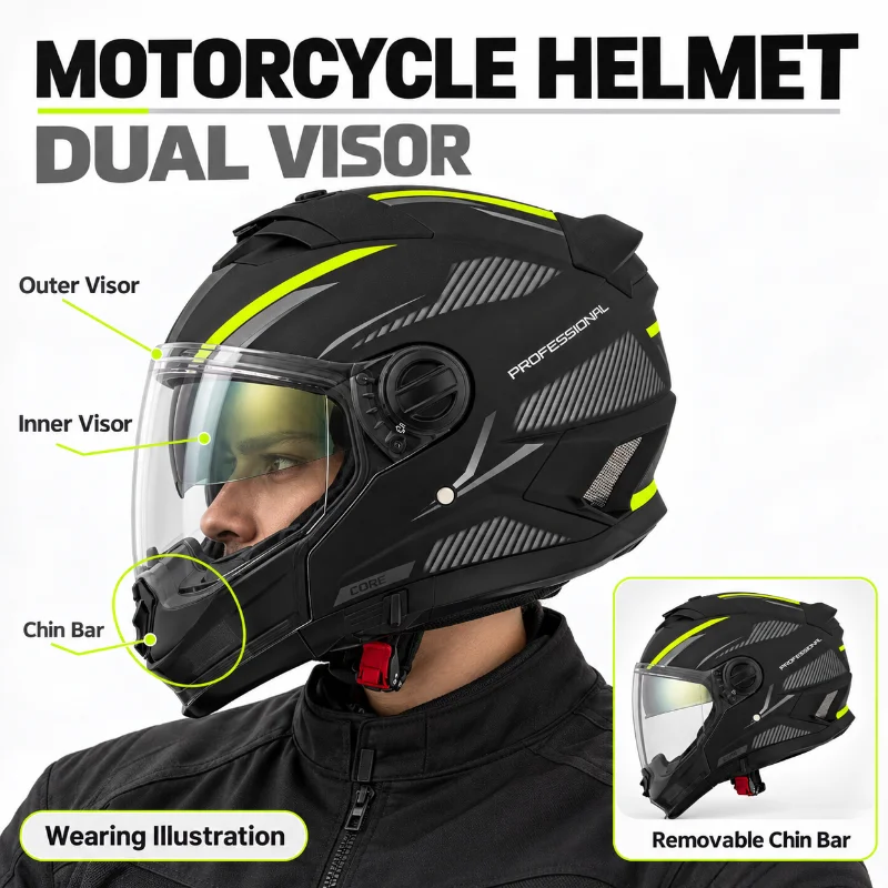Çift Vizörlü ve Çıkarılabilir  - Flip Up Helmet Dual Visor incelemesi ve fiyatı