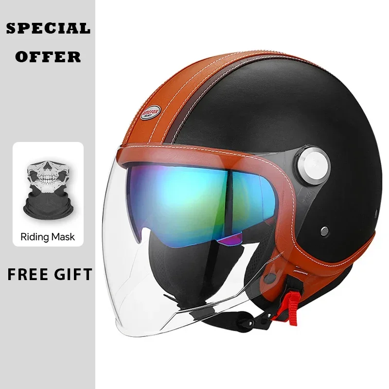 Vintage Deri Açık Yüz Kask Mot - Open Face Helmet Retro Vintage incelemesi ve fiyatı